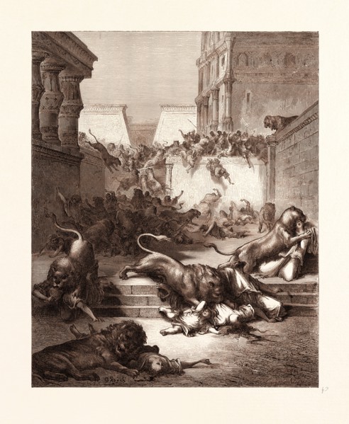 THE STRANGE NATIONS SLAIN BY THE LIONS OF SAMARIA, BY GUSTAVE DORE