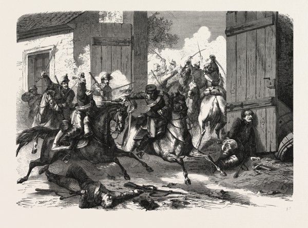 FRANCO-PRUSSIAN WAR: GERMAN CAVALRY ATTACKED BY THE FRENCH, AT NIEDERBRONN, 1870