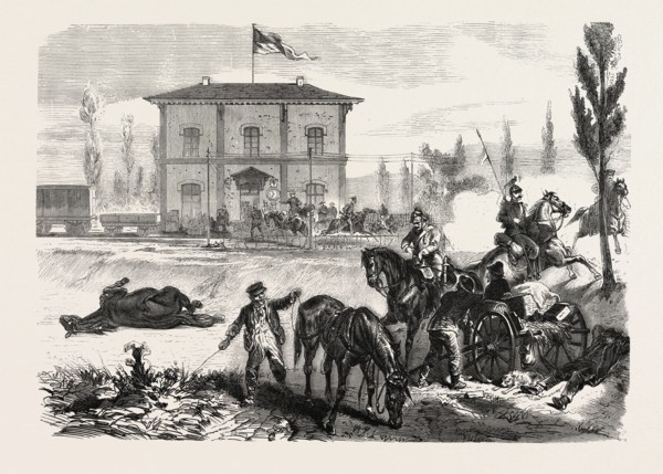 FRANCO-PRUSSIAN WAR: THE RAILWAY STATION OF COURCELLES IN THE MORNING OF 16 AUGUST 1870