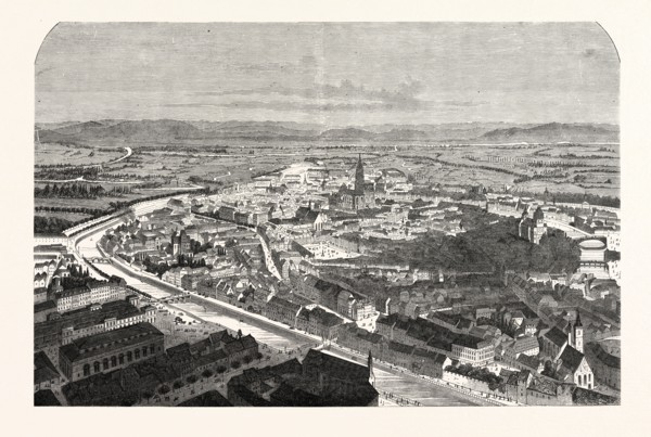 FRANCO-PRUSSIAN WAR: STRASBOURG, A BIRD'S EYE VIEW 1870