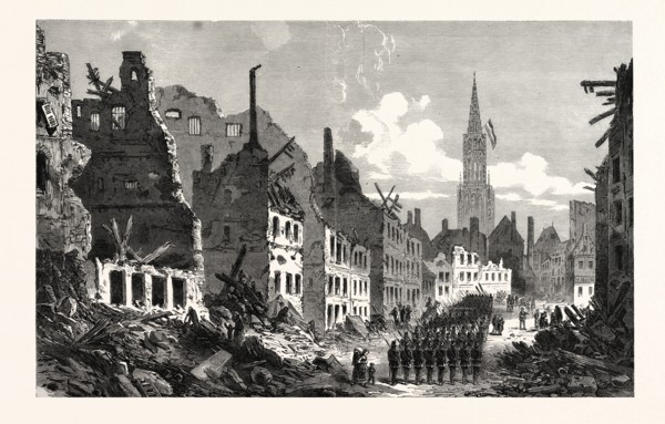 FRANCO-PRUSSIAN WAR:  RUE DES PIERRES, STRASBOURG, Sunday, Oct. 2, AFTER THE SURRENDER 1870