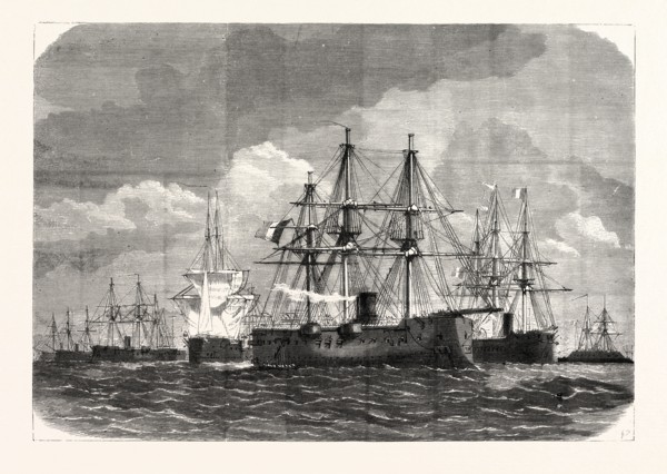 FRANCO-PRUSSIAN WAR: BLOCKADE OF THE BALTIC SEA, Armored FRENCH FLEET NEAR HELGOLAND, 11 AUGUST