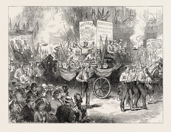 THE CENTENNIAL CELEBRATION OF AMERICAN INDEPENDENCE: TORCHLIGHT PROCESSION IN PHILADELPHIA. 4TH OF