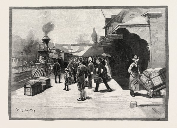 GREAT WESTERN RAILWAY STATION, HAMILTON, CANADA, NINETEENTH CENTURY ENGRAVING