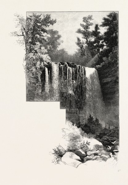 WEBSTER'S FALLS, CANADA, NINETEENTH CENTURY ENGRAVING
