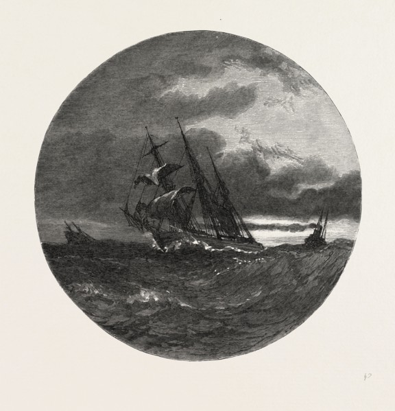 A STORM ON LAKE ERIE, CANADA, NINETEENTH CENTURY ENGRAVING