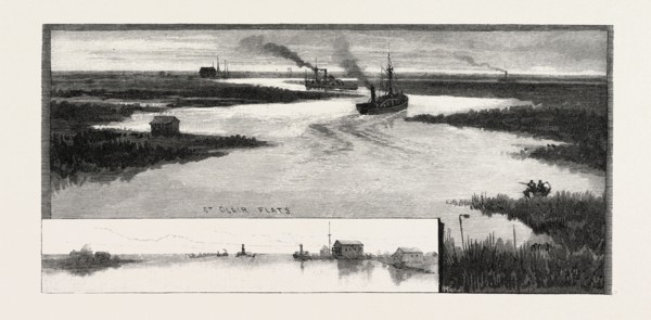 ALONG THE ST. CLAIR FLATS, CANADA, NINETEENTH CENTURY ENGRAVING
