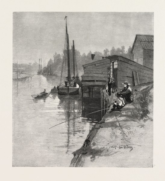EVENING AT SOUTHAMPTON, CANADA, NINETEENTH CENTURY ENGRAVING