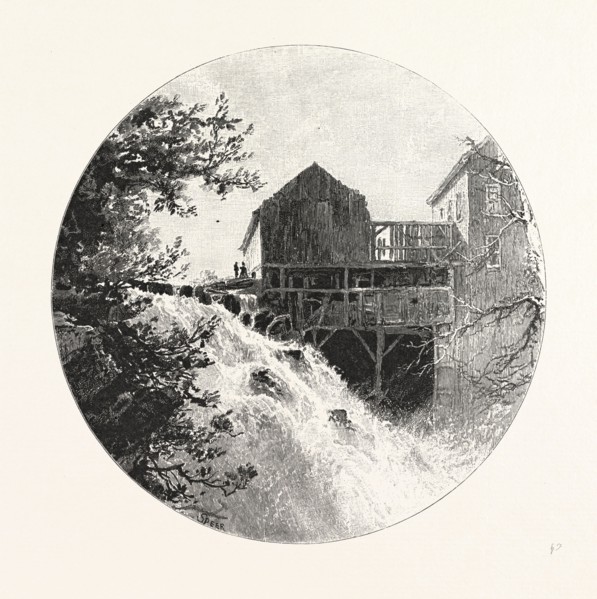INGLIS FALLS, CANADA, NINETEENTH CENTURY ENGRAVING