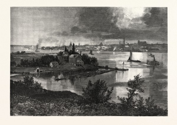 KINGSTON, FROM BARRIEFIELD, CANADA, NINETEENTH CENTURY ENGRAVING
