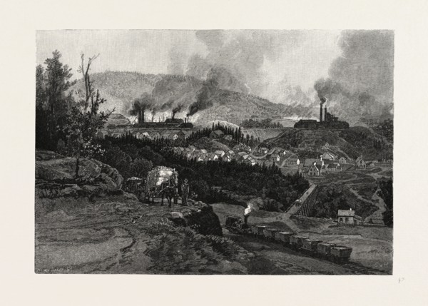 NOVA SCOTIA, ACADIA MINES, CANADA, NINETEENTH CENTURY ENGRAVING