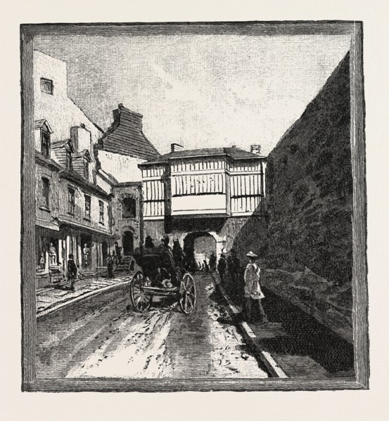 QUEBEC, PRESCOTT GATE, CANADA, NINETEENTH CENTURY ENGRAVING