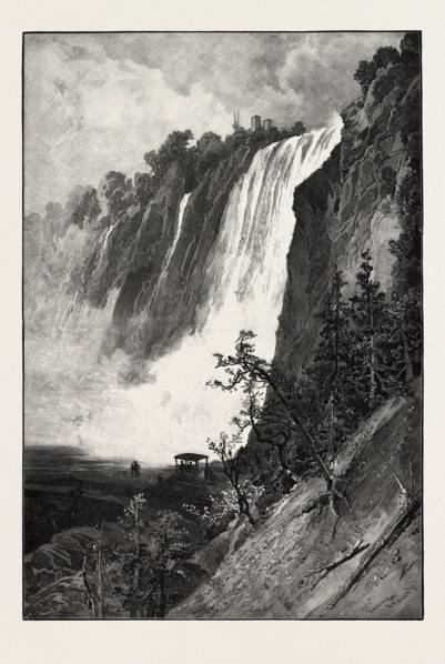 FALLS OF MONTMORENCY, CANADA, NINETEENTH CENTURY ENGRAVING