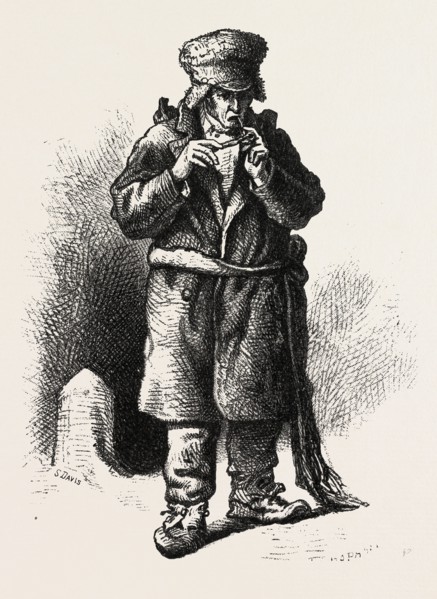 FRENCH CANADIAN LIFE, AN OLD HABITANT, CANADA, NINETEENTH CENTURY ENGRAVING