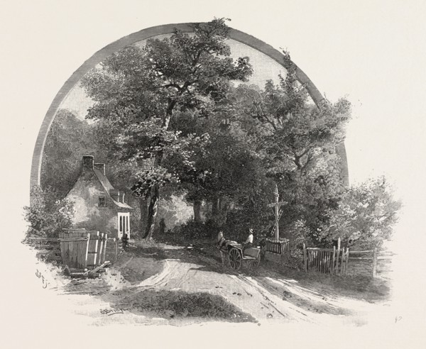 ON THE ROAD TO ST. JOACHIM, CANADA, NINETEENTH CENTURY ENGRAVING