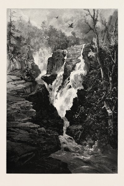 FALLS OF STE. ANNE, CANADA, NINETEENTH CENTURY ENGRAVING