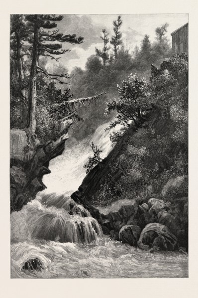 FRENCH CANADIAN LIFE, FALLS OF LORETTE, CANADA, NINETEENTH CENTURY ENGRAVING