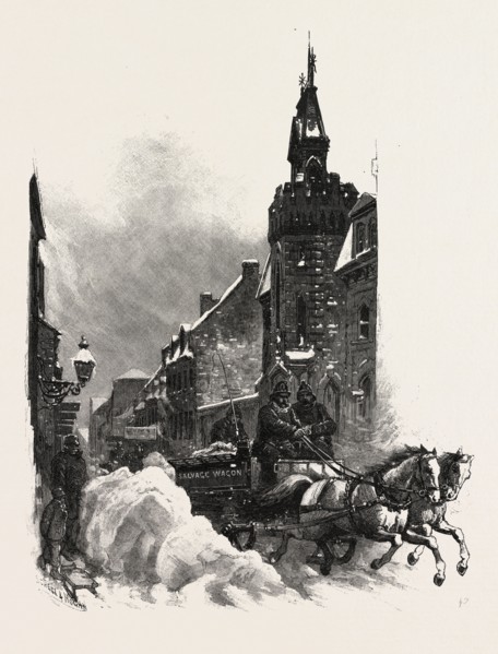 MONTREAL, IN ST. GABRIEL STREET, CANADA, NINETEENTH CENTURY ENGRAVING