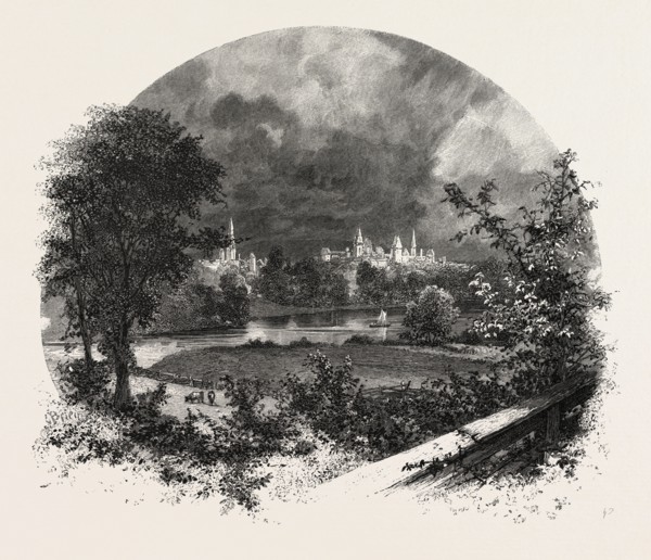 OTTAWA, A GLIMPSE OF THE CAPITAL, CANADA, NINETEENTH CENTURY ENGRAVING