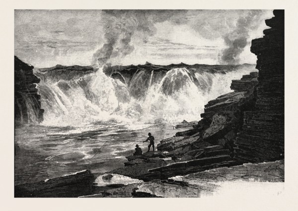 OTTAWA, Chaudiere Falls, CANADA, NINETEENTH CENTURY ENGRAVING