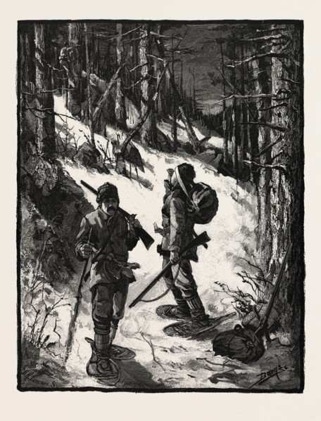 EXPLORING FOR NEW LIMITS, CANADA, NINETEENTH CENTURY ENGRAVING