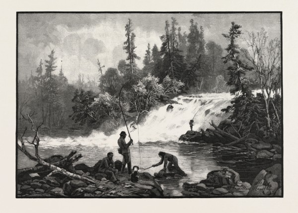 A TROUT POOL ON THE NEPIGON, CANADA, NINETEENTH CENTURY ENGRAVING