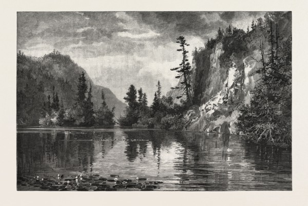 ABOVE SPLIT ROCK RAPID, CANADA, NINETEENTH CENTURY ENGRAVING