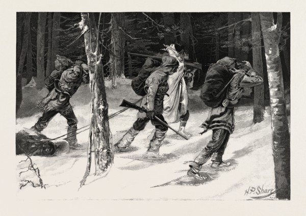INDIAN TRAPPERS OF THE NORTH-WEST, CANADA, NINETEENTH CENTURY ENGRAVING