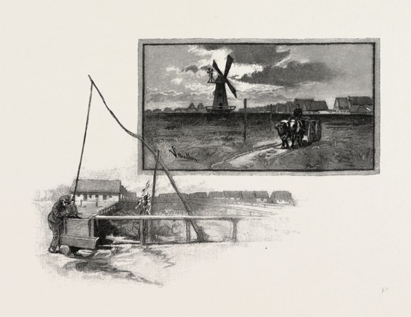 A MENNONITE VILLAGE, CANADA, NINETEENTH CENTURY ENGRAVING