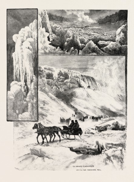 NIAGARA WINTER SCENES, CANADA, NINETEENTH CENTURY ENGRAVING