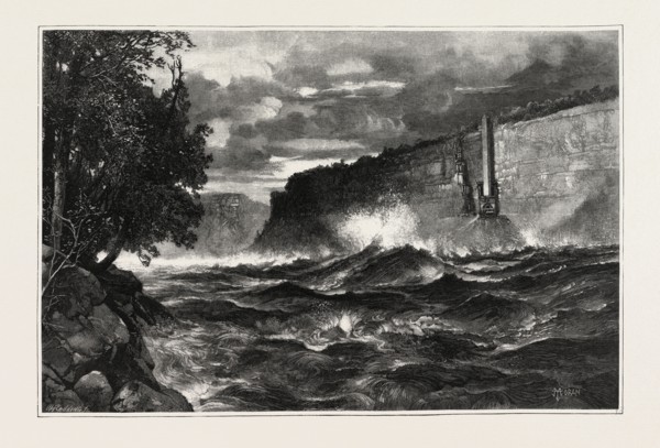 THE WHIRLPOOL RAPID, CANADA, NINETEENTH CENTURY ENGRAVING