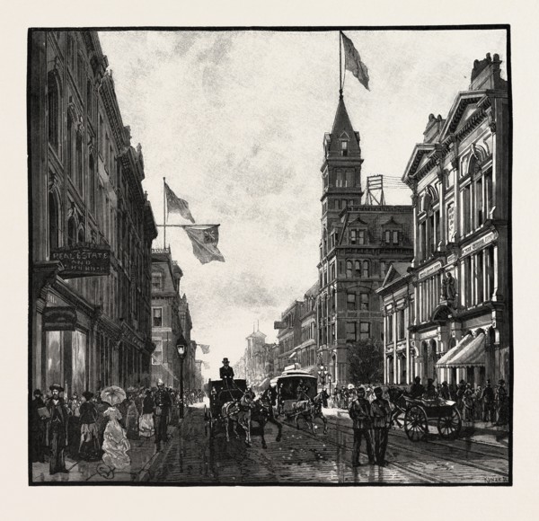 KING STREET, WEST, TORONTO, CANADA, NINETEENTH CENTURY ENGRAVING