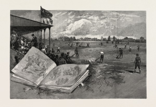 LACROSSE GROUNDS, CANADA, NINETEENTH CENTURY ENGRAVING