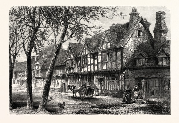 HOUSES UNDER THE CASTLE, WARWICK, UK, britain, british, europe, united kingdom, great britain,