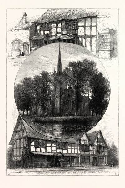 STRATFORD CHURCH, AND SHAKESPEARE'S HOUSE,  Stratford upon Avon,  Stratford-upon-Avon, UK, britain,