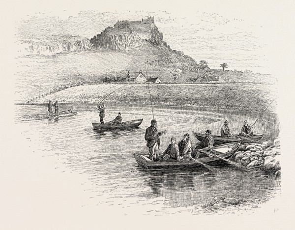 SALMON-FISHING NEAR STIRLING, a city and former ancient burgh in Scotland. UK