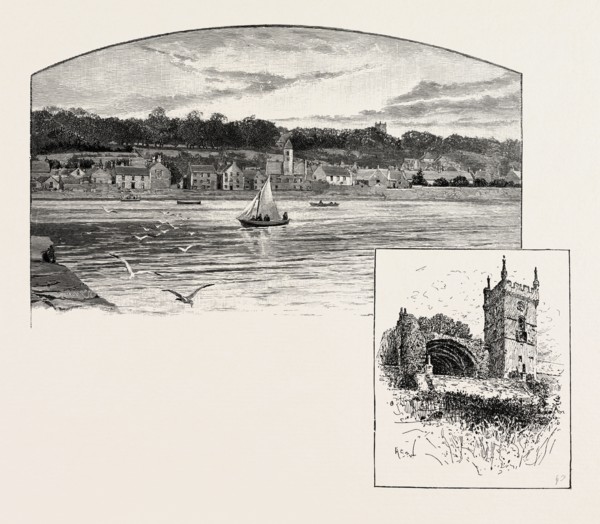 CULROSS, FROM THE PIER (LEFT), CULROSS ABBEY (RIGHT), UK. The town of Culross , Gaelic: Cuileann