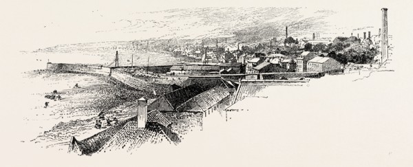 KIRKCALDY, FROM THE SOUTH-EAST, UK. A town and former royal burgh in Fife, on the east coast of
