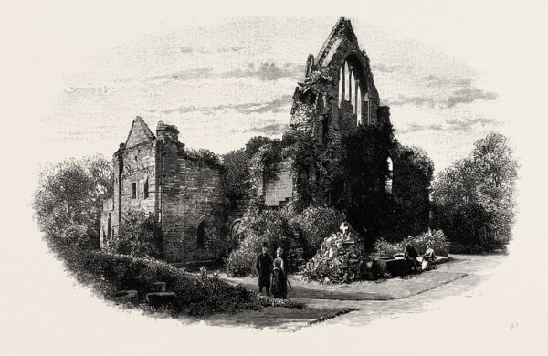 DRYBURGH ABBEY, FROM THE EAST, UK. Dryburgh Abbey, near Dryburgh on the banks of the River Tweed in