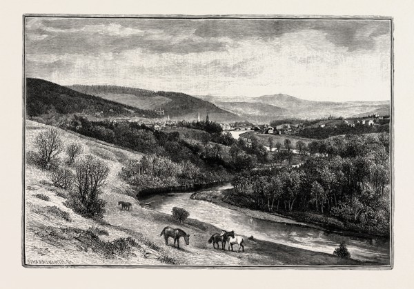 PEEBLES, FROM A LITTLE BELOW NEIDPATH. A burgh in the committee area of Tweeddale, in the Scottish