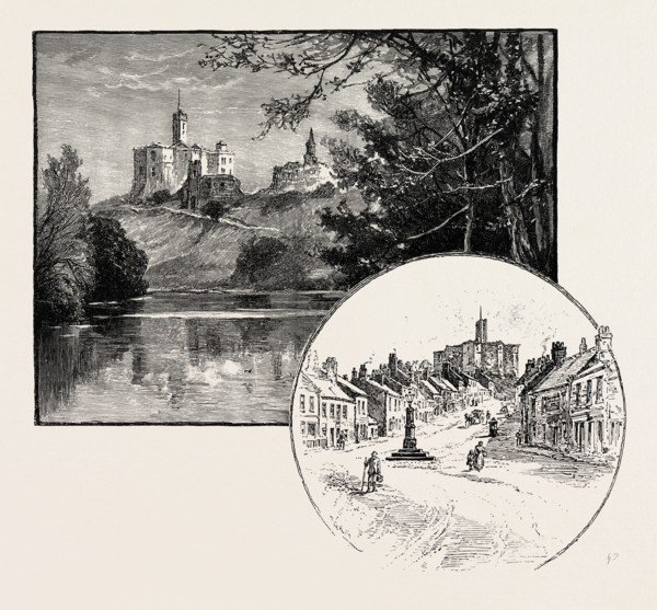 WARKWORTH CASTLE (LEFT), THE VILLAGE OF WARKWORTH (RIGHT). Warkworth Castle is a ruined medieval