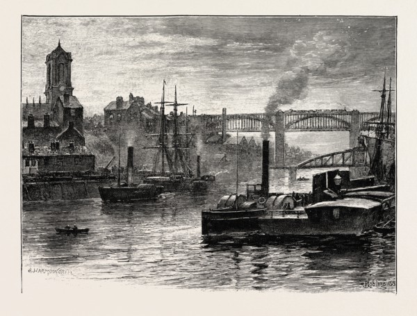 THE HIGH-LEVEL BRIDGE AND GATESHEAD, UK. Gateshead is a town in Tyne and Wear, England, and is the