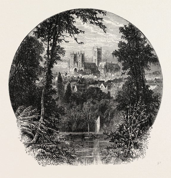 LINCOLN CATHEDRAL, FROM THE SOUTH-WEST, UK.  Lincoln is a cathedral city and county town of