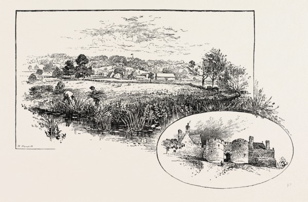 ROCKINGHAM VILLAGE AND CASTLE (LEFT), GATEWAY OF THE CASTLE (RIGHT), UK. Rockingham is a village