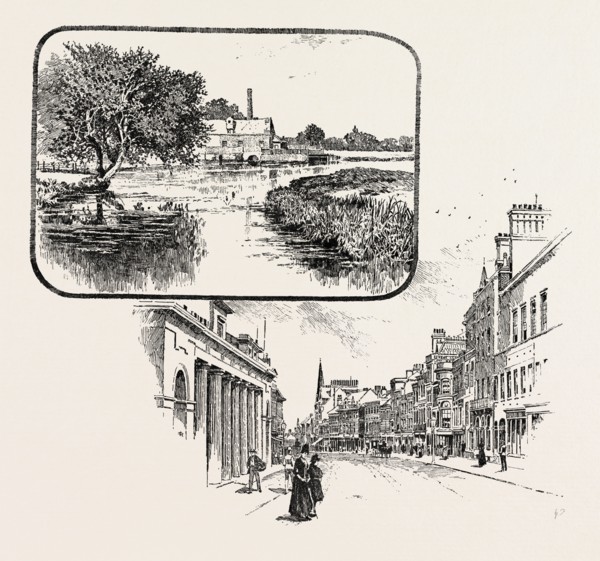1. MILL ON THE COLNE. 2. HIGH STREET, COLCHESTER, an historic town and the largest settlement