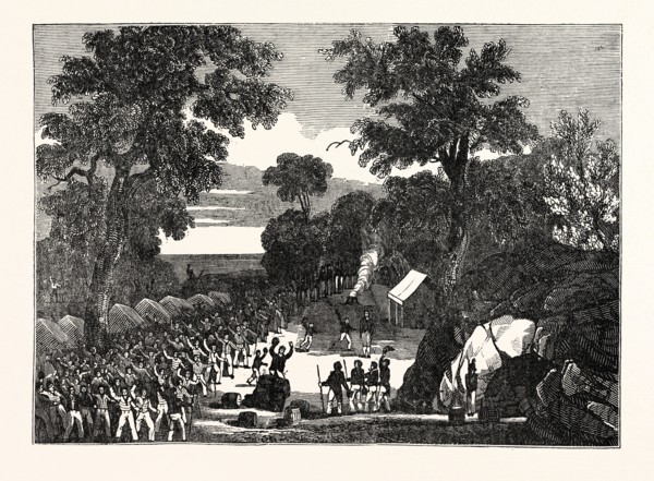 THE SHIPWRECKED CREW OF THE ALCESTE, ON THE ISLAND OF POLO LEAT.
