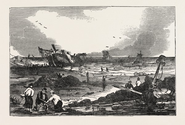 THE BETSY CAINS ASHORE AT TYNEMOUTH, UK, britain, british, europe, united kingdom, great britain,