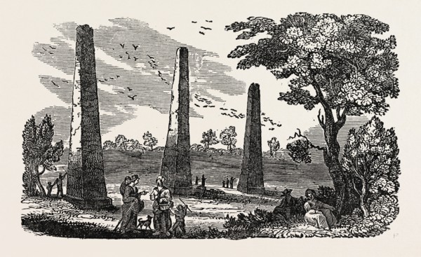 THE ARROWS, NEAR BOROUGHBRIDGE, YORKSHIRE: THE THREE COLUMNS, CALLED THE DEVIL'S ARROWS.