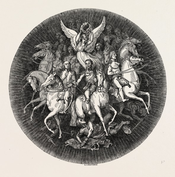 THE WELLINGTON SHIELD.  1820, Thomas Stothard, 1755 - 1834, engravings. The silver shield itself