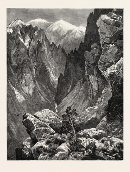 SPRINGVILLE CANYON. Thomas Moran (February 12, 1837 â€ì August 25, 1926) from Bolton, England was